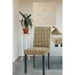 1 Adet Bej Jakarlı Şal Desen Yüksek Kaliteli Esnek Lastikli Yıkanabilir Tüylenmez Sandalye Örtüsü