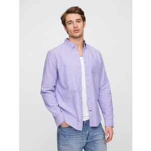 Erkek Lila Desenli Standard Fit Oxford Gömlek