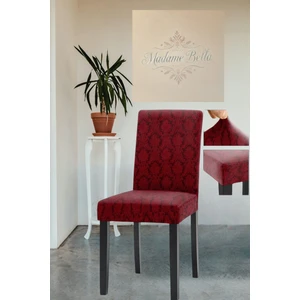 1 Adet Bordo Jakarlı Şal Desen  Esnek Lastikli Yıkanabilir Tüylenmez Sandalye Örtüsü