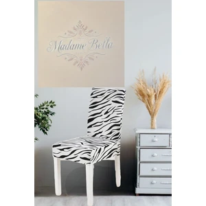 1 Adet Siyah Renk Zebra Desen Tüylenmez Kaymaz Esnek Lastikli Dijital Sandalye KILIFI,45 x 45 x 60 Ölçü