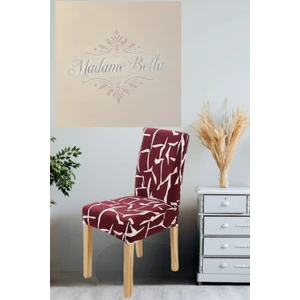 1 Adet Bordo Renk Zebra Desen Tüylenmez Kaymaz Esnek Lastikli Dijital Sandalye KILIFI,45X45X60 Ölçü