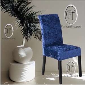 Lacivert Ipek Kadife Esnek Lastikli Sandalye Kılıfı Sandalye Örtüsü 1 Adet 45 x 45 x 60 Boyutunda