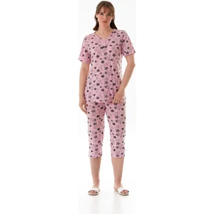 Büyük Yıldız Desenli Kısa Kol Kapri Pijama Takımı