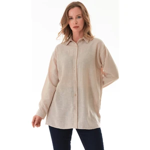Kırçıllı Düğmeli Oversize Gömlek