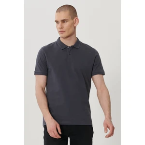 %100 Pamuk Regular Fit Normal Kesim Antrasit Polo Yaka Tişört