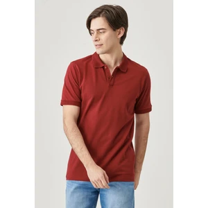 %100 Pamuk Regular Fit Normal Kesim Bordo Polo Yaka Tişört