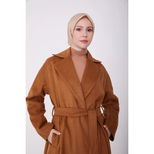 Belden Kuşaklı Kaşe Kaban 22K8207 Camel