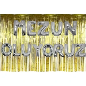 Mezunlar Partisi Mezuniyet Kutlaması Mezun Oluyoruz Yazılı 36  cm  Folyo Balon Seti