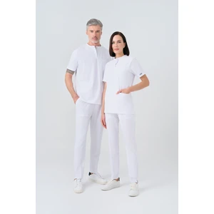 Çizgi Medikal Beyaz Cool Best Likra Scrubs Takım Çift Yönlü Esnek Kumaş Doktor Hemşire Üniforması