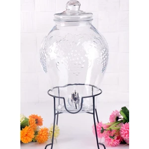 Şerbetlik Musluklu Cam Su Sebili Ayaklı Damacana Şerbetlik 6 Lt.