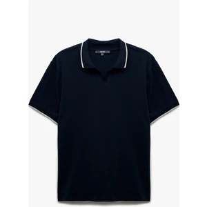 Kontrast Detaylı Pamuklu Pike Kumaş Kısa Kollu Slim Fit Polo Yaka Tişört