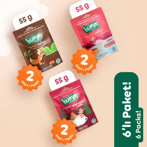 Humm Organic  Vegan Zencefilli Keçiboynuzlu ve Çilekli Tatlı Kurabiyeler Atıştırmalık Paketi - 6 Adet (3 Çeşit)