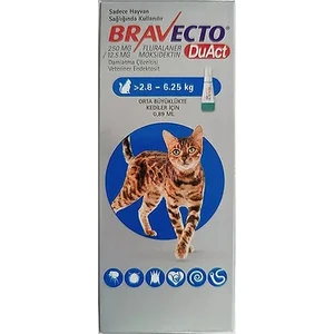 Bravectoo Duact Kedi 2.8 - 6.25 kg Orta Büyüklükte Kediler Için 0,89 ml Damla