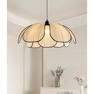 Modern Tasarım Rose Sarkıt Avize Krem Kumaş Boheme Salon Oturma Odası Mutfak Avizesi