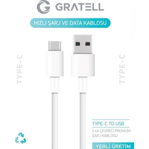 Type-C Hızlı Data ve Şarj Kablosu Beyaz YERLİ ÜRETİM