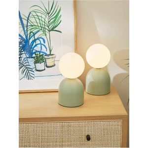 Modern Abajur Mint Green Beyaz Glop Camlı Masa Lambası