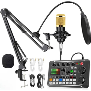 BM-800 + F998 Ses Kartı Podcast Tiktok Youtube Yayıncı Condenser Mikrofon ve Ses Kart Set