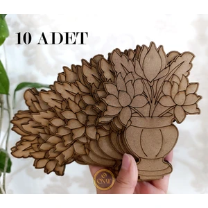 Çiçekli Vazo Ahşap Boyama Seti – 10 Parça