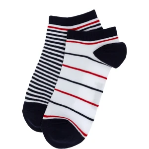 U.S. Polo Assn. Erkek Beyaz 2'li Gri Çizgili Patik Çorap 50311355-VR013