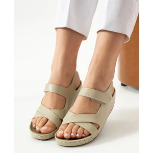 Liza Tek Bantlı Anatomik Kadın Anne Sandalet Terlik - Cırt Cırtlı Günlük Yürüyüş Sandalet