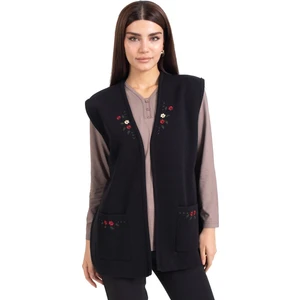 Mutlu City Kadın Orta Yaş ve Üzeri Triko Örgü Düğmesiz Kanaviçe Desen Nakışlı Anne Yelek 310