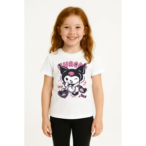 Trend Bebe Butik Kuromi Karakter Baskılı Kız Çocuk Tişört Moda Renkli Pamuklu Yazlık Günlük Tshirt Basic Kısa Kollu