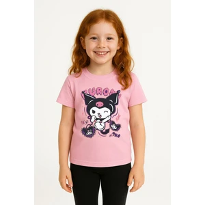 Trend Bebe Butik Kuromi Karakter Baskılı Kız Çocuk Tişört Moda Renkli Pamuklu Yazlık Günlük Tshirt Basic Kısa Kollu