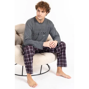 Erkek Penye Pamuk Regular Kalıp Sıfır Yaka Pijama Takımı A803123
