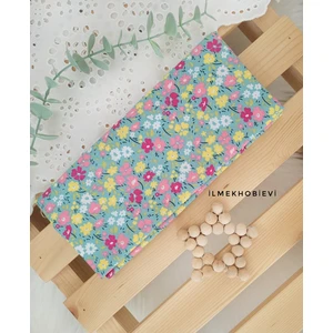 Kumaş Poplin Bahar Çiçekleri Mint Yeşili %100 Cotton 50*170CM[1PRÇ]
