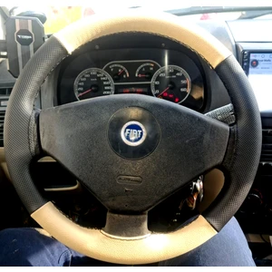 Dikişli Direksiyon Kılıfı Bej Deri Noktalı Deri Siyah Dikişli Fıat Albea Için