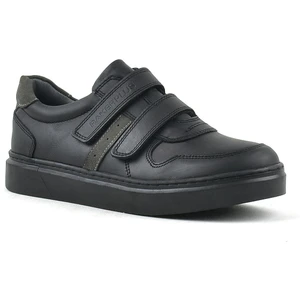 Hakiki Deri Siyah Cırtlı Erkek Çocuk Sneaker Ayakkabı