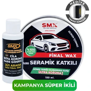 Final Wax 150 ml + 3'ü 1 Arada Cila-Boya Koruma-Hare Giderici 100 ml + Hediye Takoz Cila Süngeri