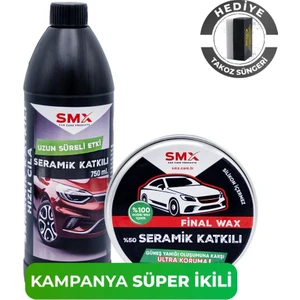 Final Wax 150 ml + Seramik Katkılı Hızlı ve Pratik Cila 750 Ml.+ Hediye Takoz Cila Süngeri