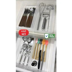 4 Adet Bade Xl Çekmece Içi Bıçaklık & Kaşıklık Organizer Kepçe Spatula Düzenleyici Kutu