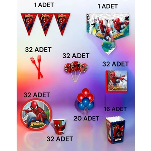 32 Kişilik Spiderman Temalı  x l Paket - Doğum Günü Parti ve Eğlenceli Etkinlikler