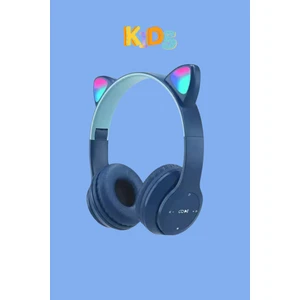 Kedi Kulaklık Bluetooth Kablosuz Rgb Işıklı Çocuk Oyun Kulaklığı Radyolu