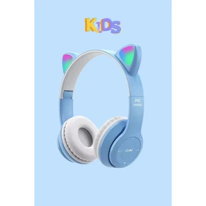 Kedi Kulaklık Bluetooth Kablosuz Rgb Işıklı Çocuk Oyun Kulaklığı Radyolu