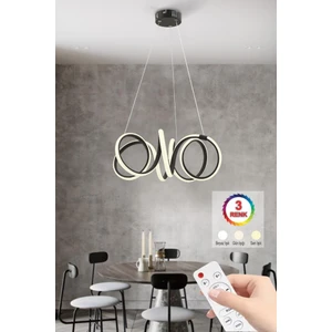 Istanbul Avize Delux Siyah Ledli 3 Renk Kumandalı Modern LED Avize