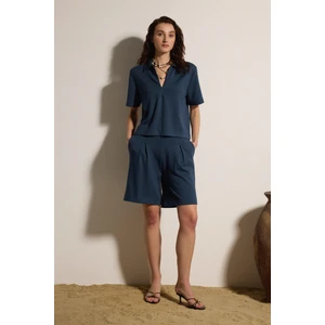 Polo Yaka Fermuarlı Kısa Kol Tshirt