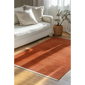 Azra Yıkanabilir Kiremit Rengi Halı – Kaymaz Tabanlı, Yumuşak Dokulu Kilim | Salon, Mutfak, Çocuk Odası