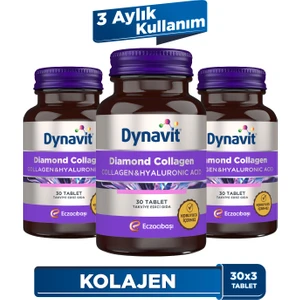 Diamond Collagen & Hyaluronic Acid 30 Tablet - 3'lü Avantaj Paketi -Tip 1 Balık Kolajeni