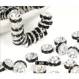 Yiğit Aksesuar 100 Adet 8 Mm Siyah Rondela Kristal Taşlı Takı Ara Aparatı