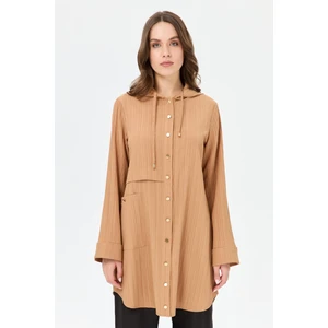 Kapişon Detaylı Giy Çık Tunik  Camel