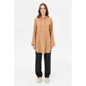 Kapişon Detaylı Giy Çık Tunik  Camel