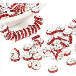 Yiğit Aksesuar 100 Adet 8 Mm Kırmızı Rondela Kristal Taşlı Takı Ara Aparatı