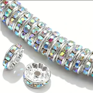 Yiğit Aksesuar 100 Adet 8 Mm Janjanlı Rondela Kristal Taşlı Takı Ara Aparatı