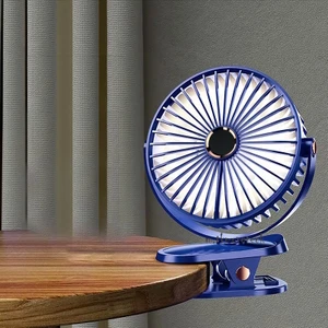 M.Tk Moveteck Masaüstü Şarjlı Klipsli 360 Dönen Portatif Fan Vantilatör Şarjlı Kıskaçlı Soğutucu Renkli Işıklı Fan