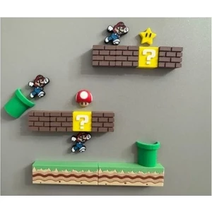 Super Mario Temalı Dekoratif Magnet Seti – Retro Oyun Sahnesi Tasarımı