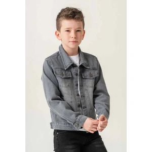 Çift Cepli Düğmeli Kot Erkek Çocuk Ceket
