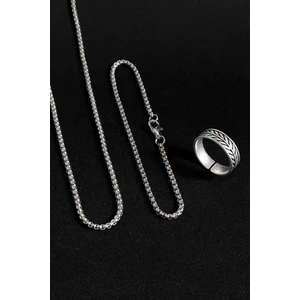 Trend Collection Antik Yunan Sezar Taç Model Gümüş Kaplama Ayarlanabilir Yüzük Kolye ve Bileklik Set